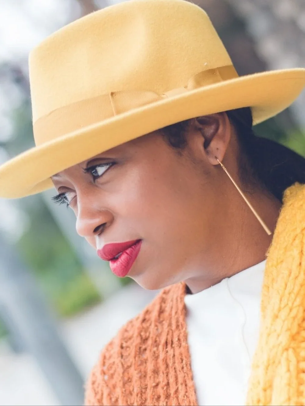 Urban Outfitters (UO) Flat Brim Wool Fedora Hat in Mustard Yellow